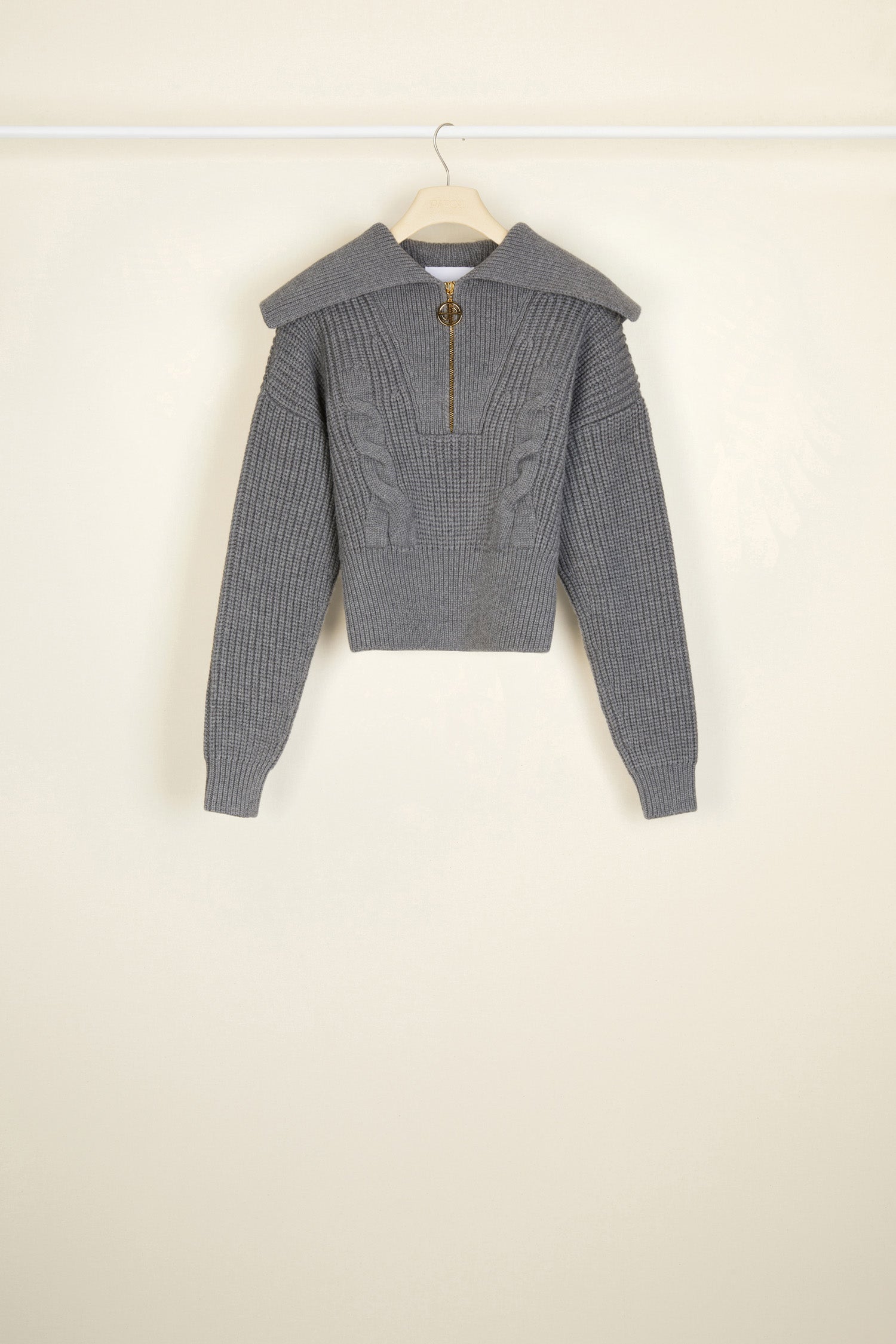 Patou H21KN039 pull laine col marin Gris Clair