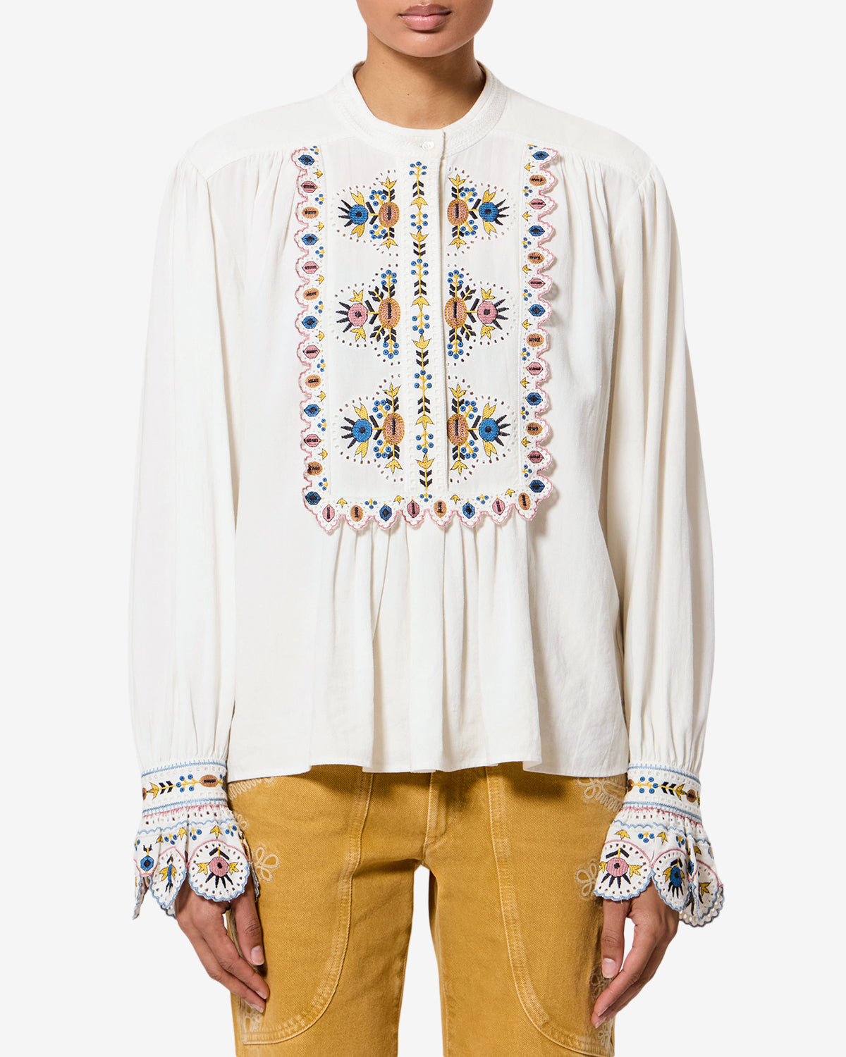 Isabel Marant Monique blouse écru lin broderie