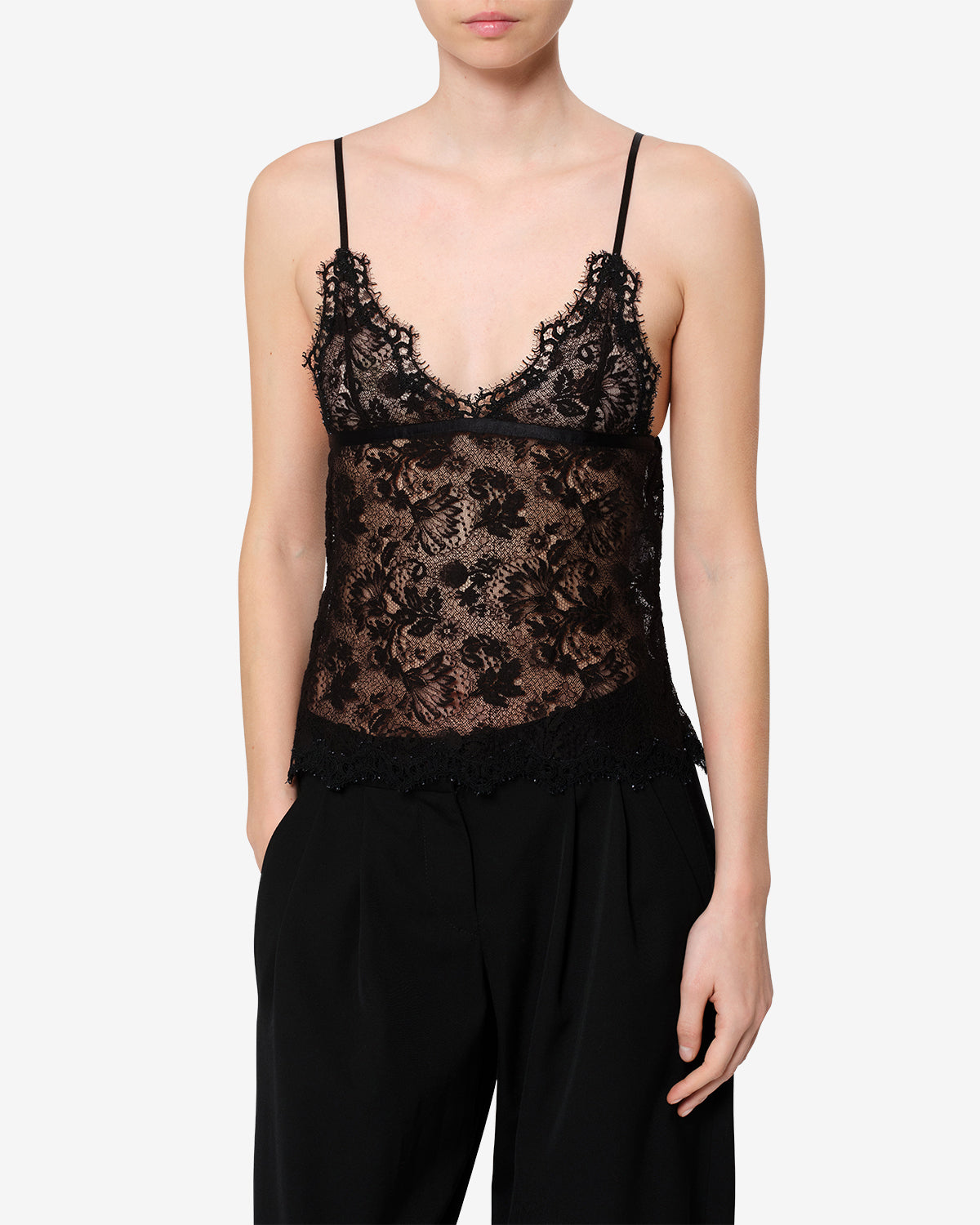 Isabel Marant Adiena top dentelle noir col V