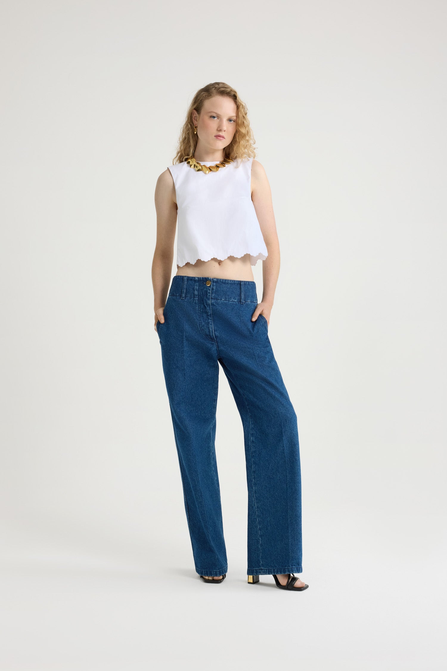 Patou pantalon jean droit coton bleu encre Ink Blue