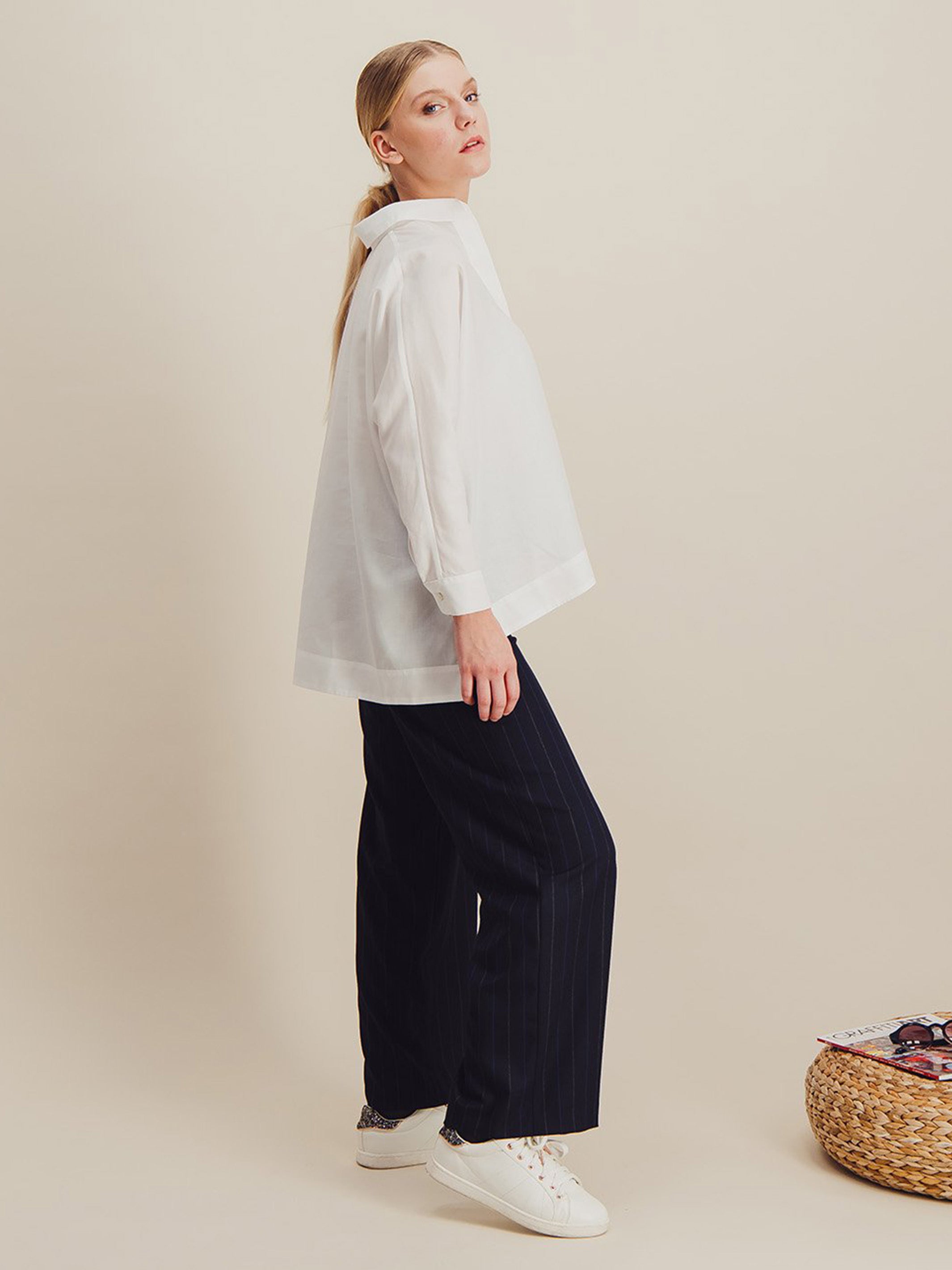 Anahide Saint André Desirable chemisier popeline coton blanc