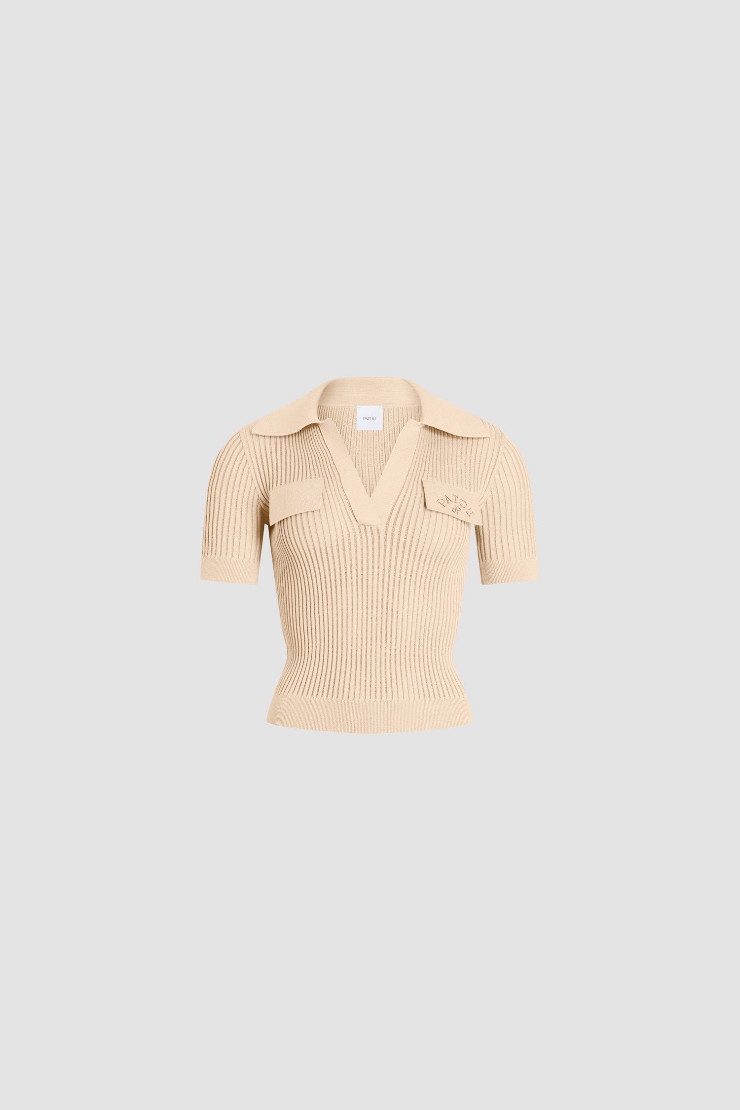 Patou P26KN3418094124B polo beige brodé coton