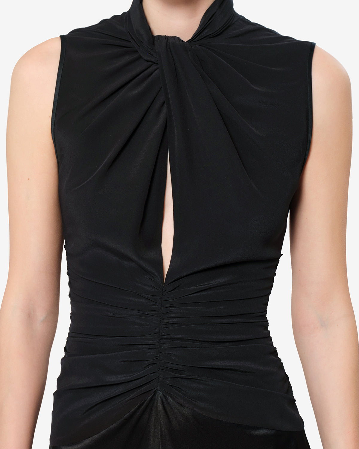Isabel Marant Delfi robe soie noir mi-longue