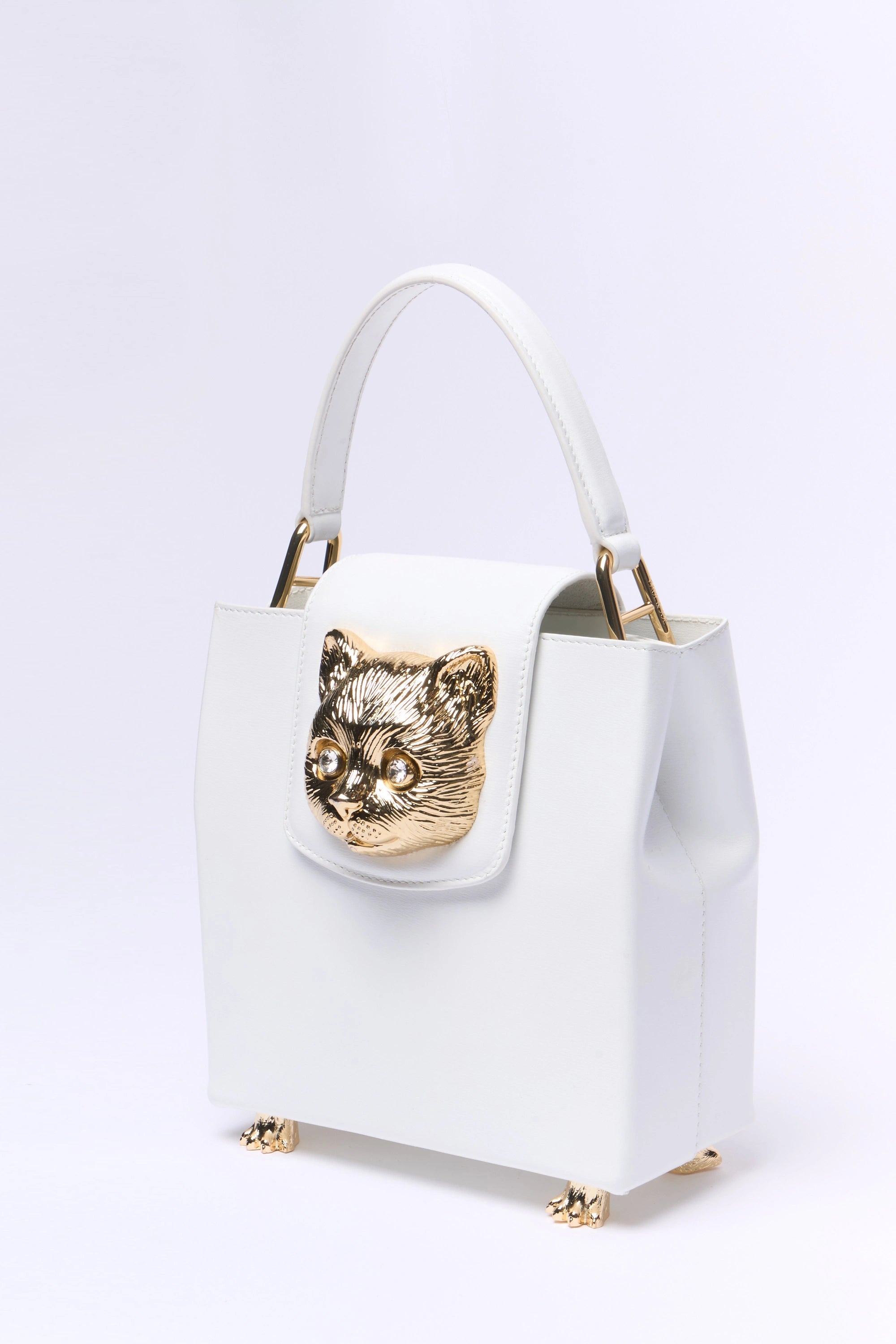 Paul & Joe Charlotte sac cuir blanc tête de chat 17,5 cm