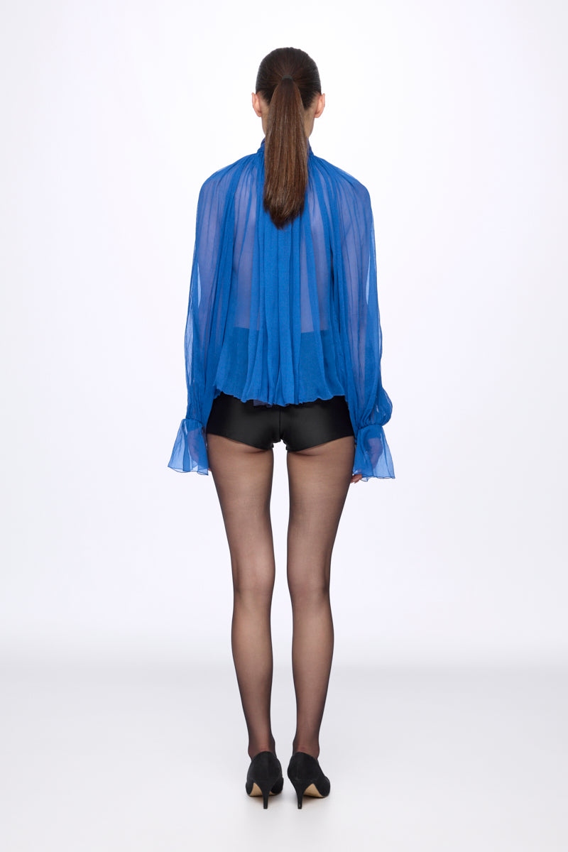 ATU Body Couture SILK Chemise Soie Bleue Foulard S