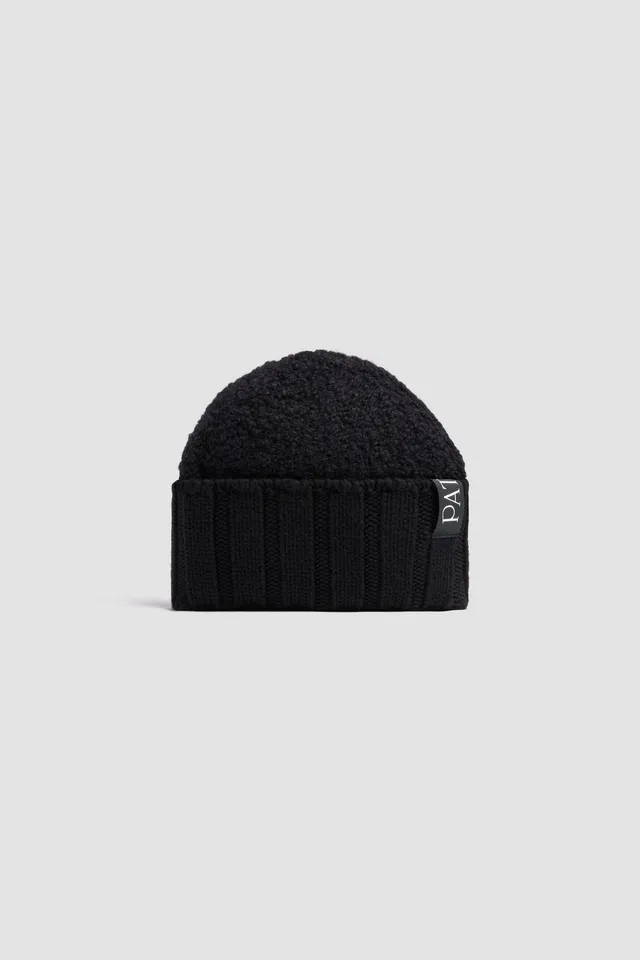 Patou AC106 bonnet bouclé noir laine alpaga TU