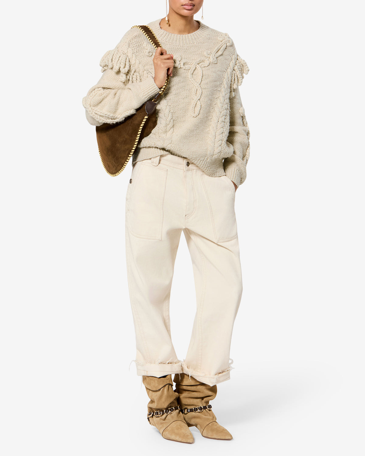 Isabel Marant Katria pull écru laine torsadée 34-44
