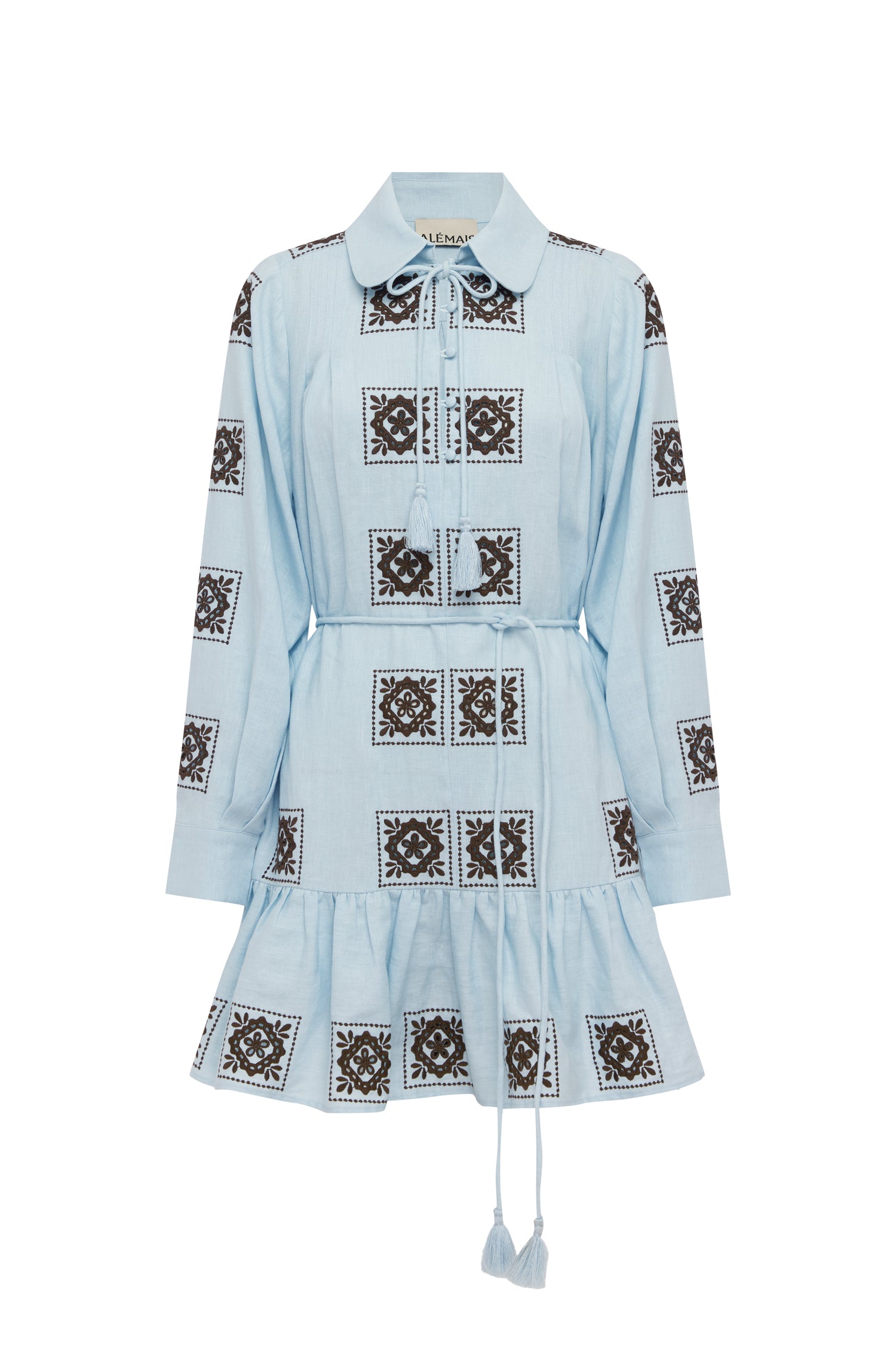 Alemäis Grace robe mini chemise en lin à volants