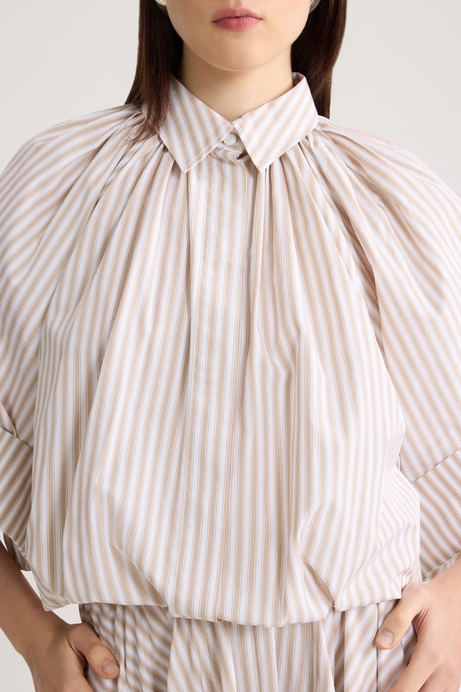 Patou BL061 blouse rayée coton Dolce Coffee Stripes