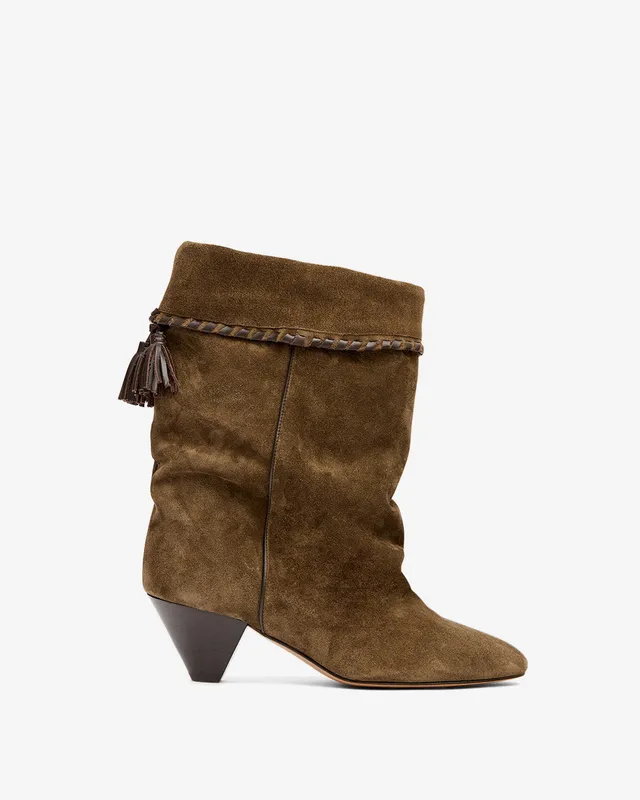 Isabel Marant Dalby boots cuir velours bronze talon 5,5 cm