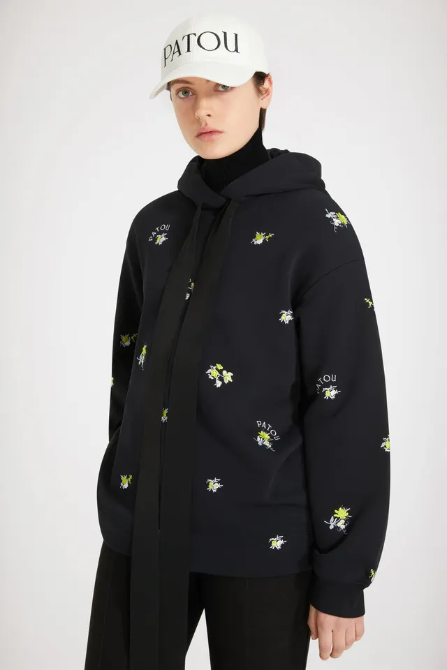 Patou JE053 sweat capuche coton Black brodé