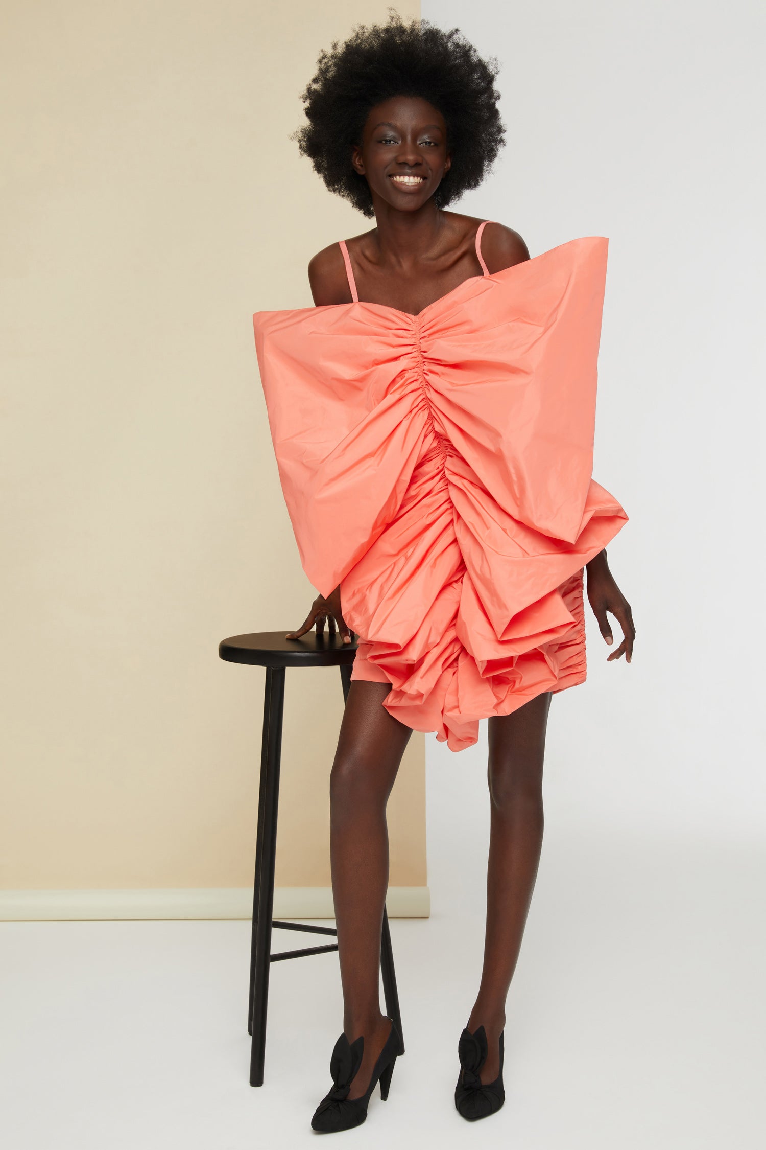 Patou A20DR053 robe faille tangerine papillon bretelles