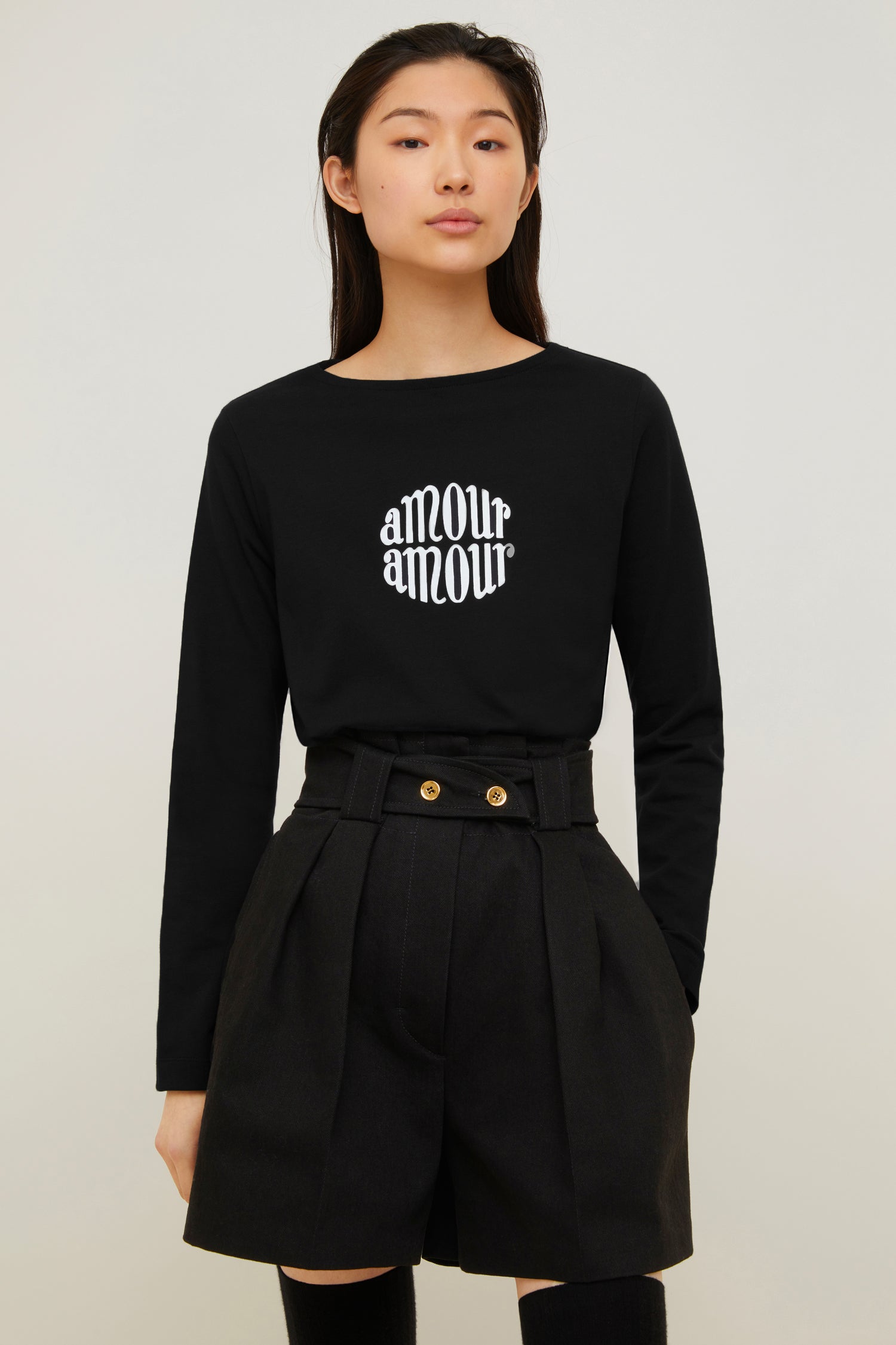 Patou JE031 Amour Amour top noir coton bio manches longues