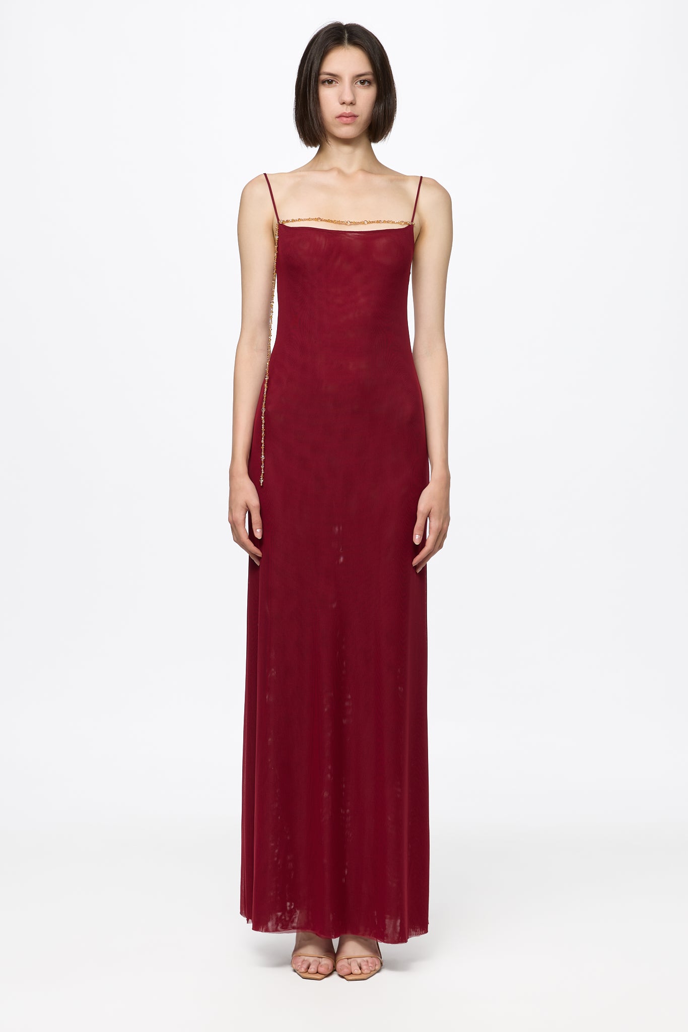 ATU Body Couture Tulle Slip Dress robe tulle cristaux dorés