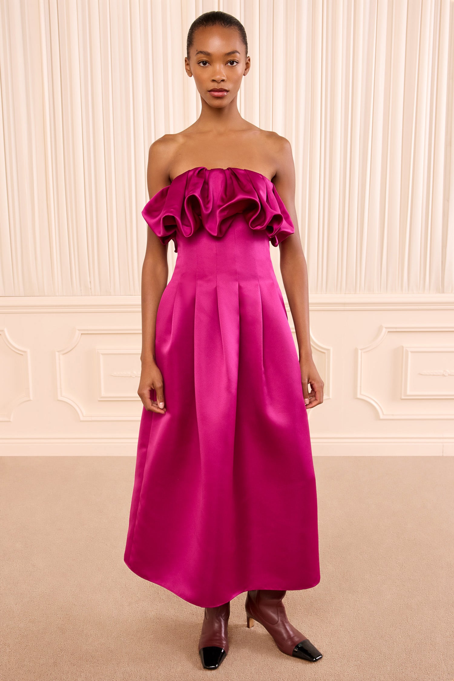 Ulla Johnson Cosima FA260121 robe bustier satin Orchid midi