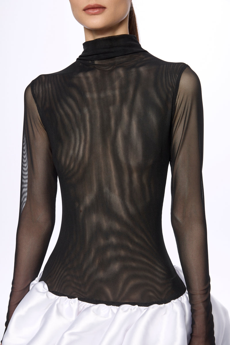 ATU Body Couture Bodysuits robe mini tulle taille basse noir blanc