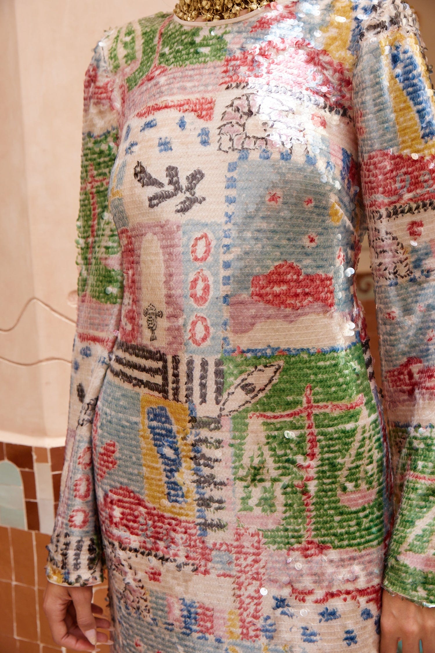 Alemäis Lumira Sequin robe longue sequins dos nu