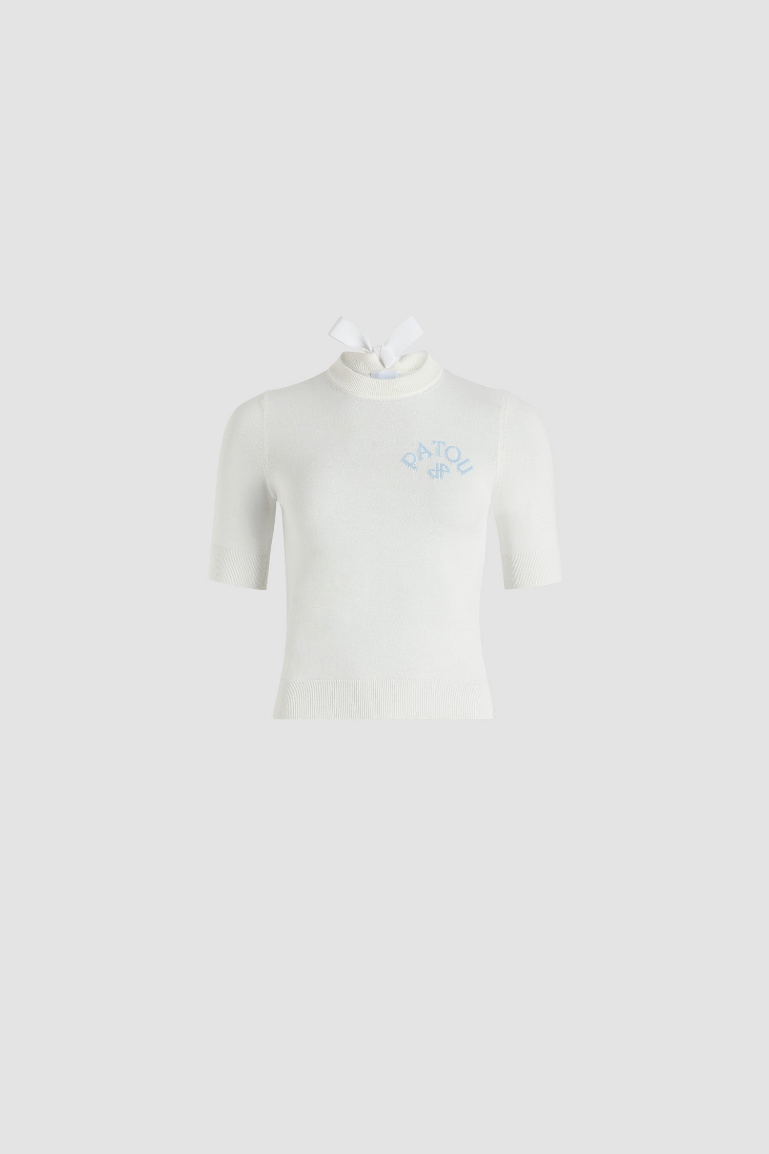 Patou H25KN3008045001W pull col nœud blanc coton bio logo