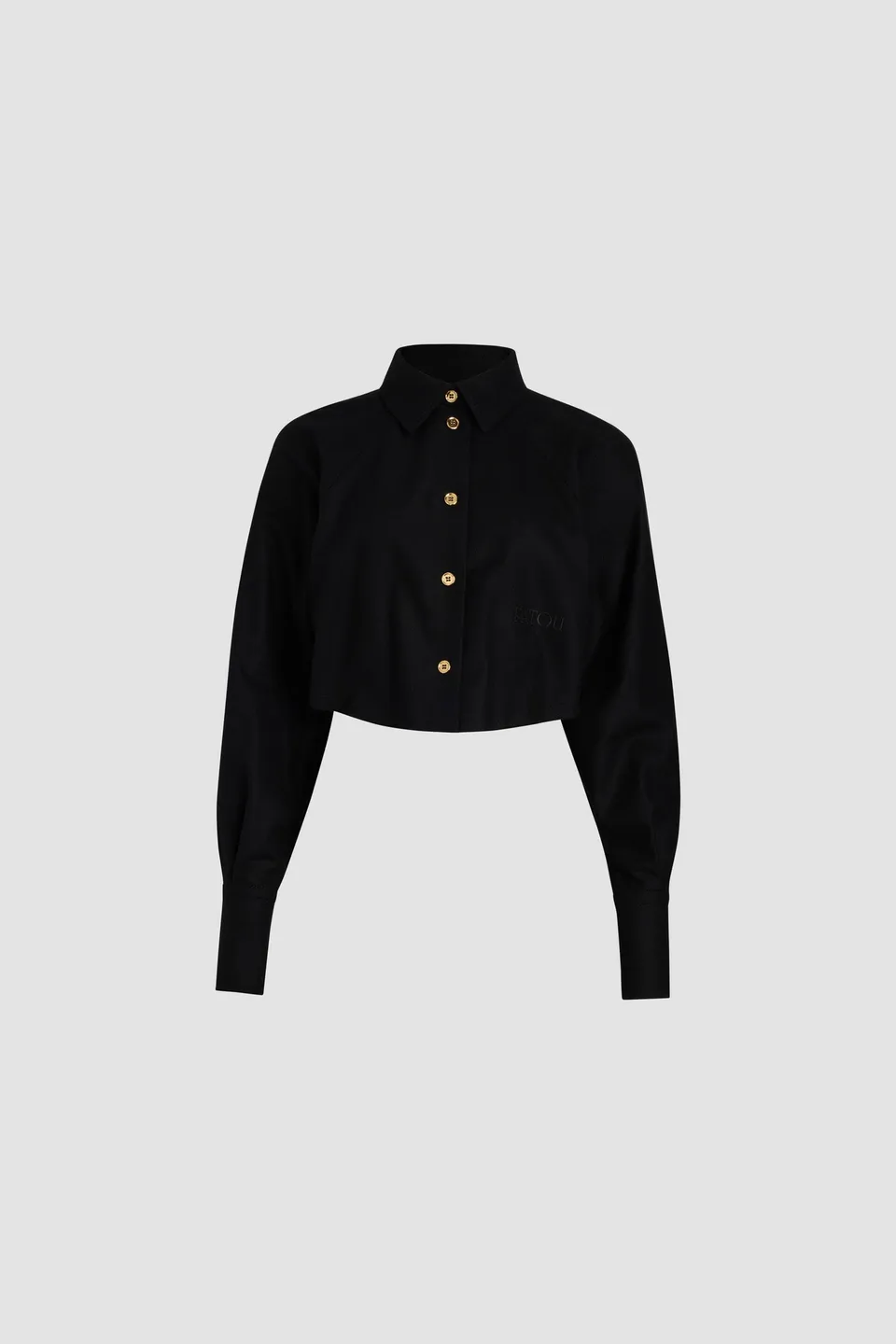 Patou BL033 chemise cropped noire flanelle laine