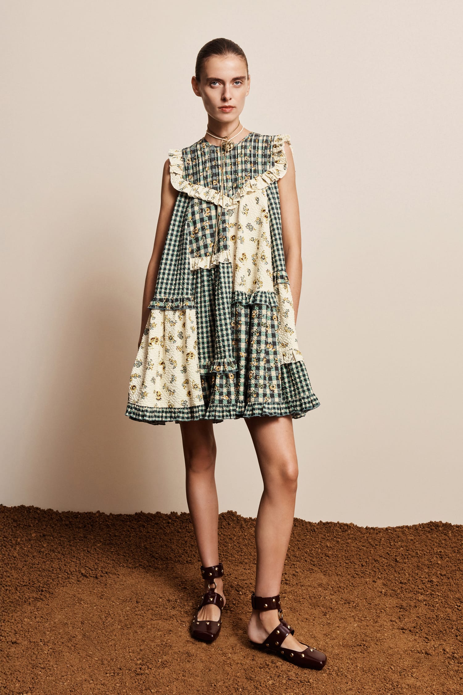 Alemäis Outrider robe mini patchwork seersucker fleurie