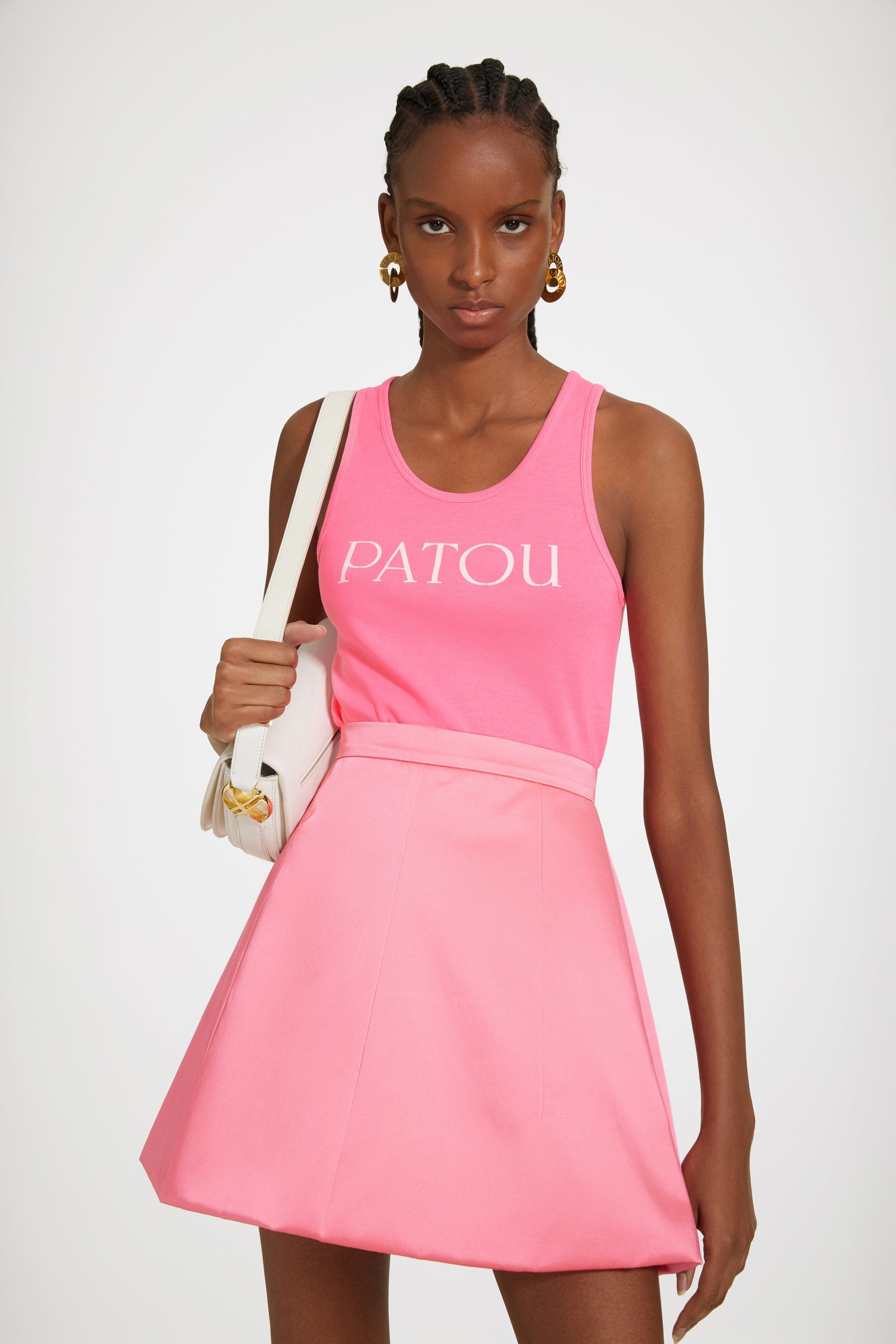 Patou SK039 mini jupe satin Camelia Pink coton