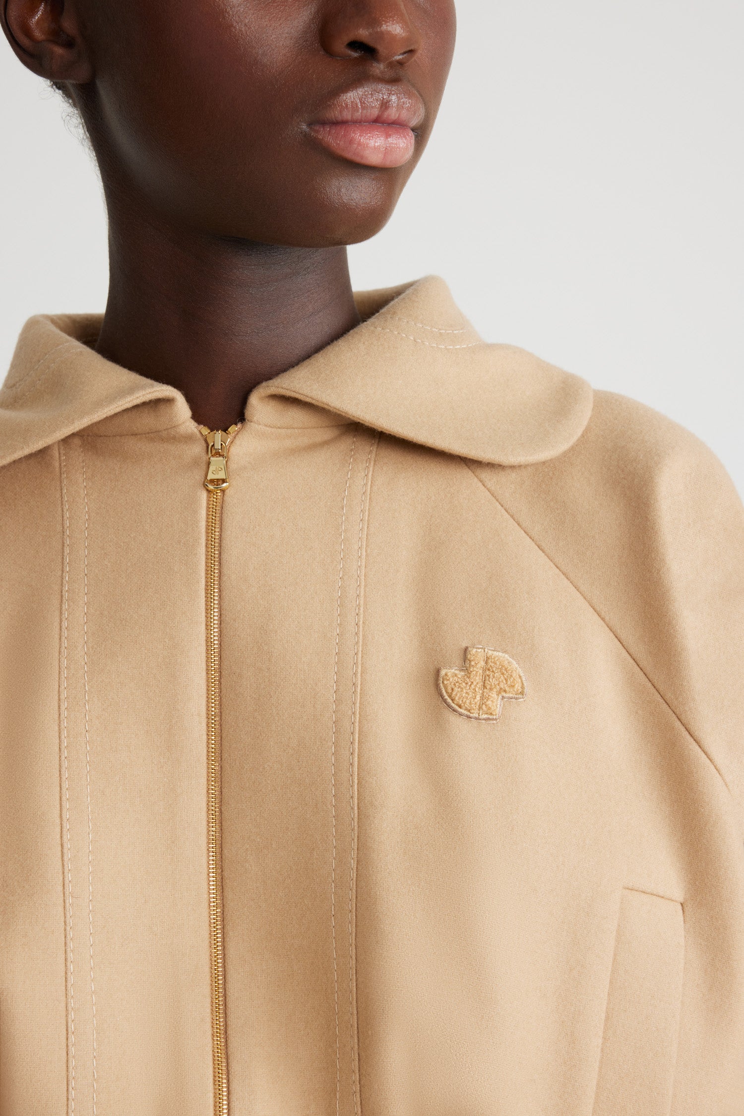 Patou H24OU0280189115B bomber laine Gray Sand