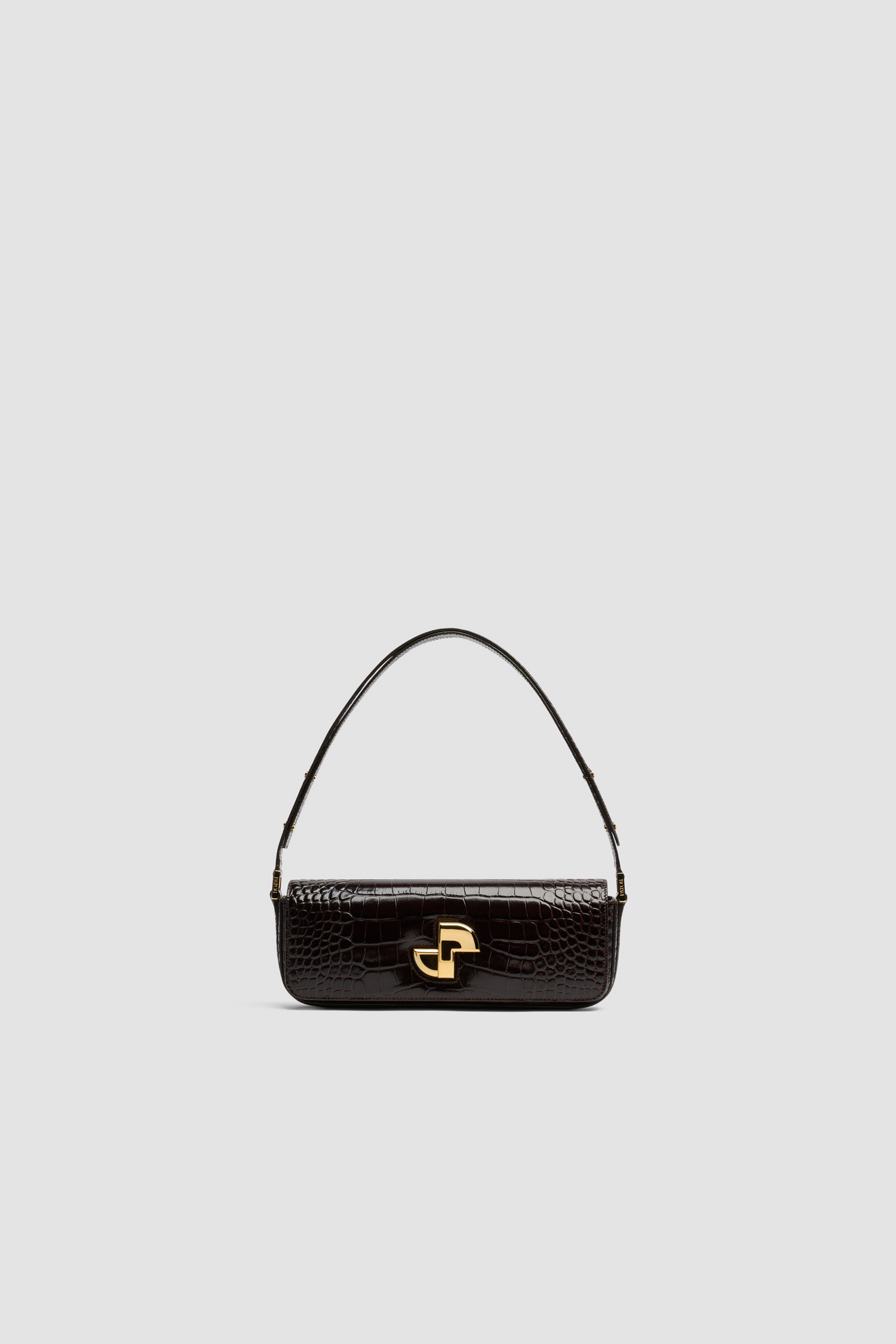 Patou BA020 Le Lock sac cuir croco ebony bandoulière