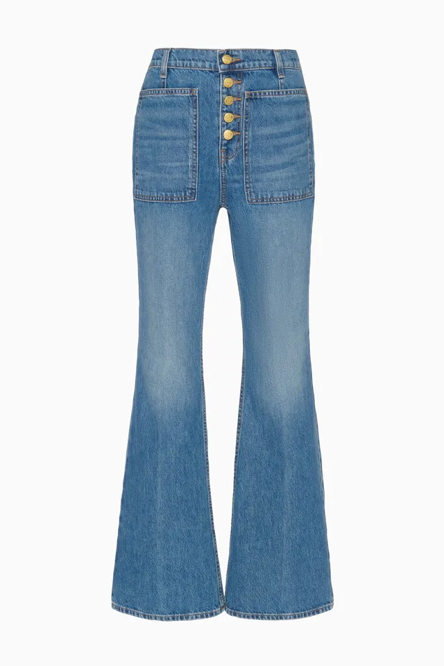 Ulla Johnson Lou Jean Flare Danube Indigo 100% Coton