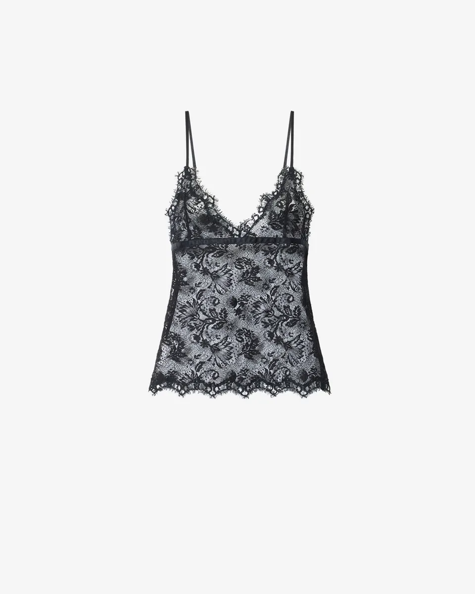 Isabel Marant Adiena top dentelle noir col V