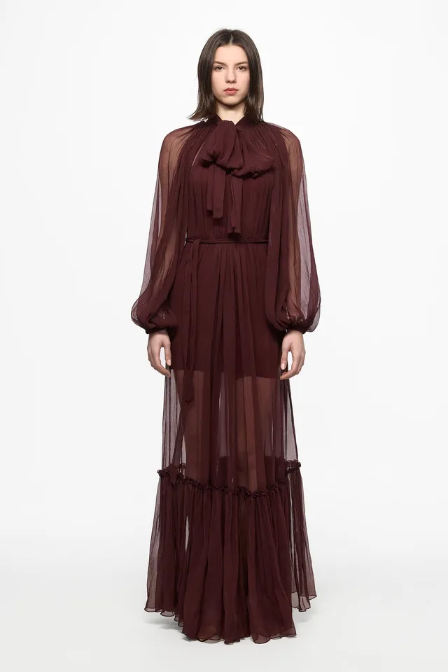 ATU Body Couture SILK Chiffon robe chemise S bordeaux