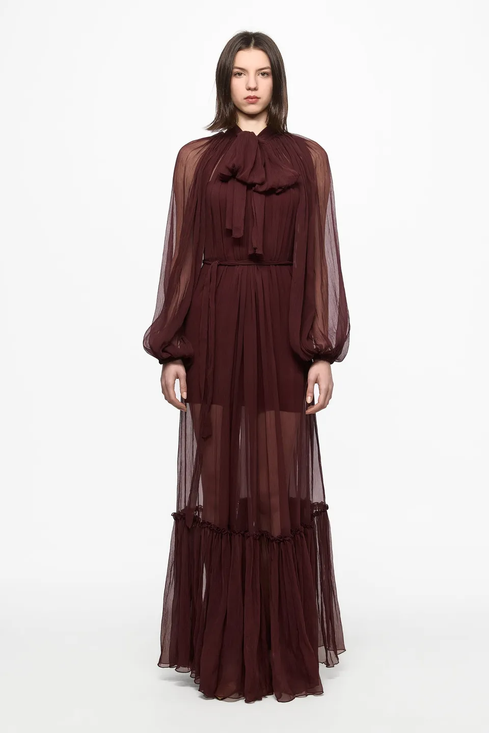 ATU Body Couture SILK Chiffon robe chemise S bordeaux