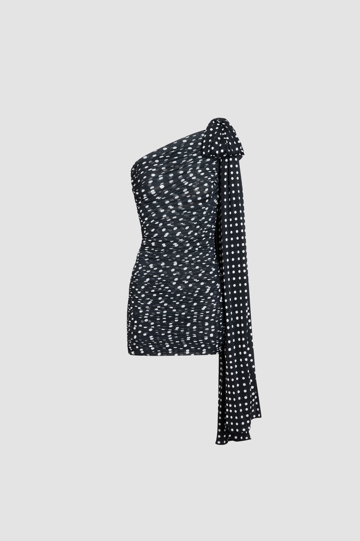 Patou DR232 robe drapée asymétrique pois bleu nuit