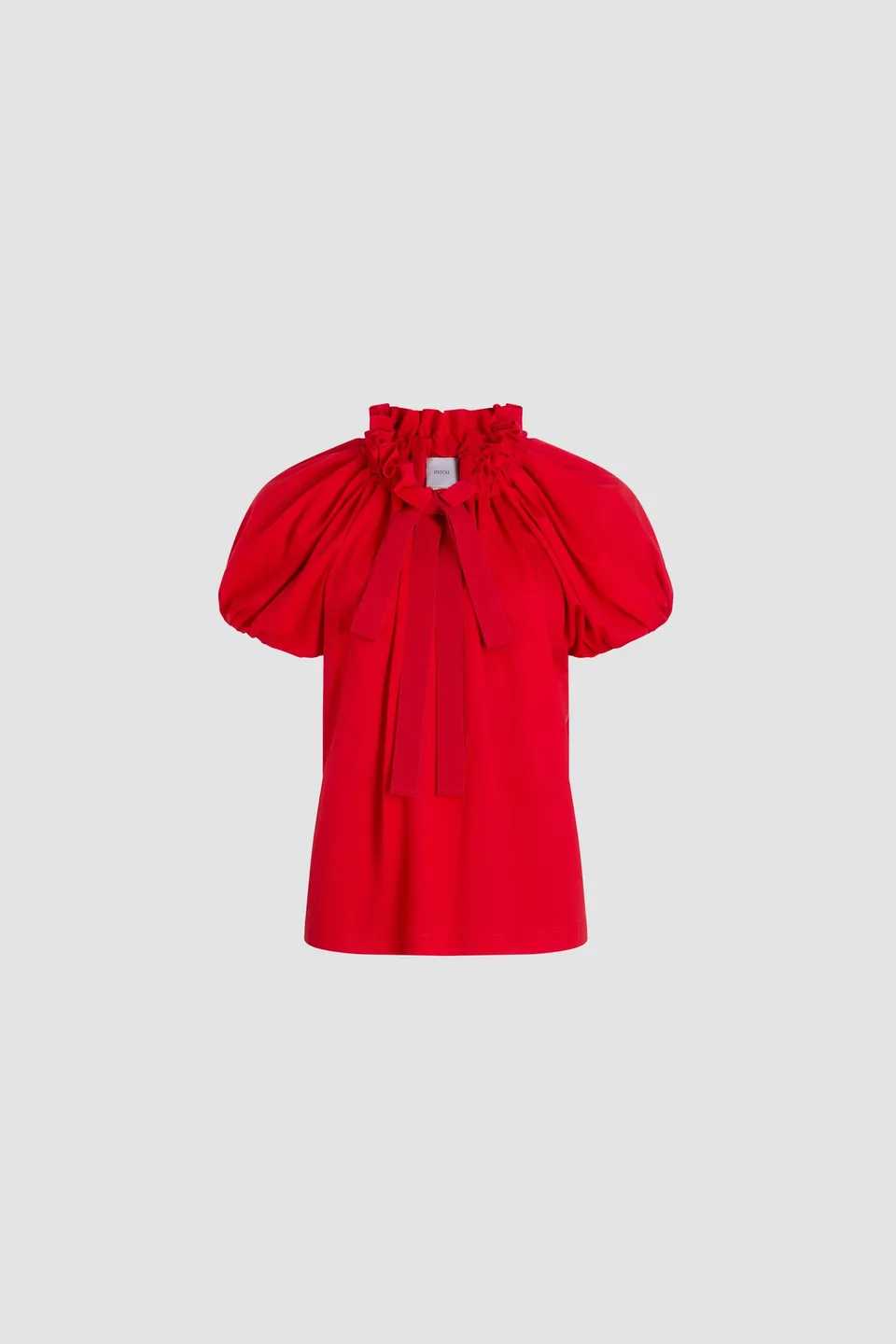 Patou JE139 t-shirt coton rouge lipstick volants