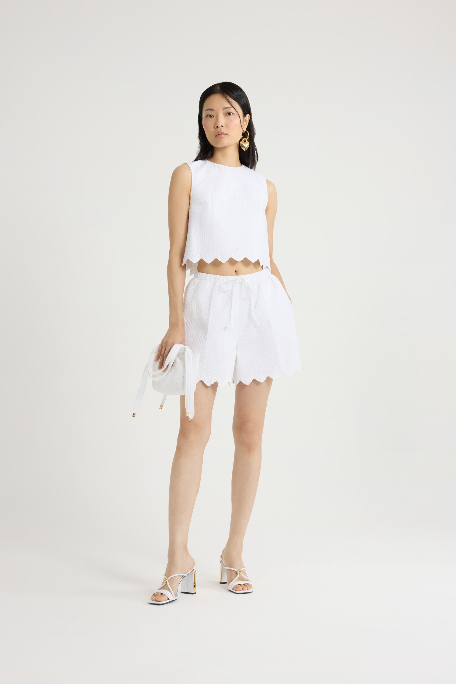 Patou P25TR047 short viscose blanc matelassé 34-44