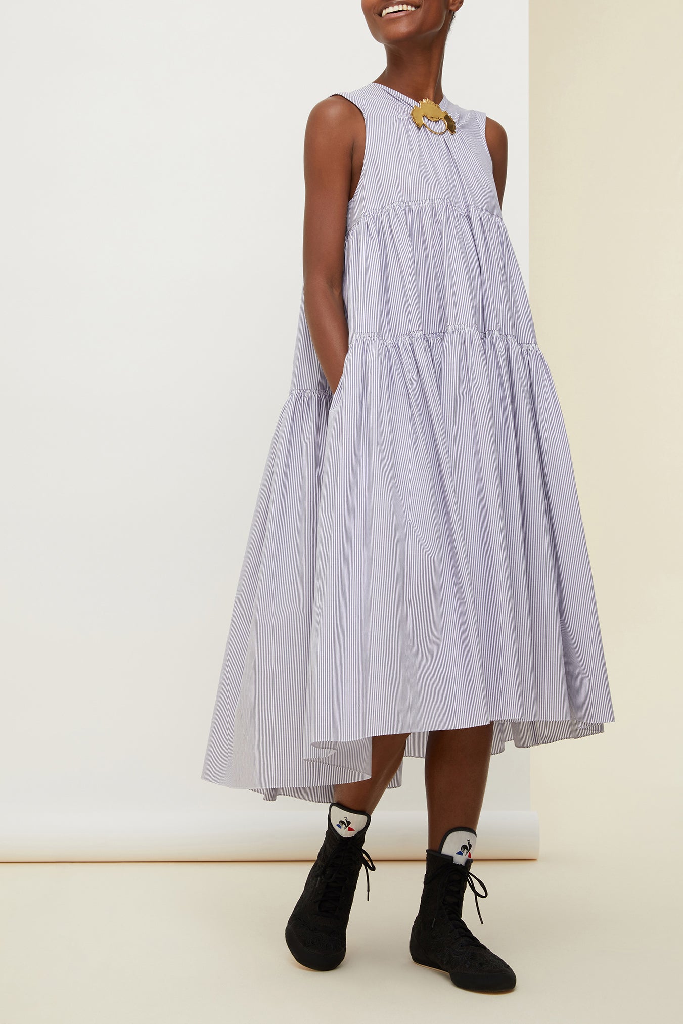 Patou DR0310040603N robe longue coton rayee Biarritz