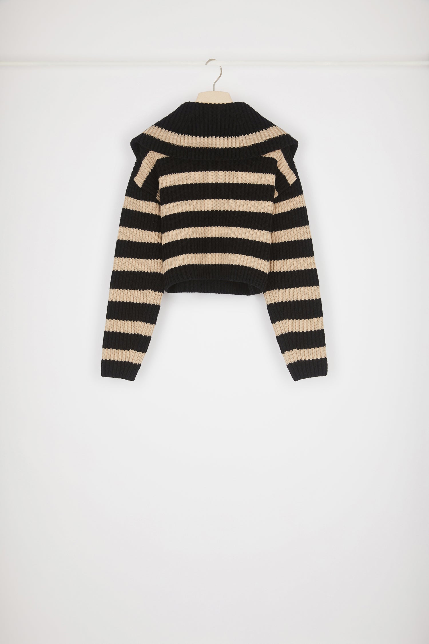 Patou Knitwear KN0918055911B pull rayé laine noir chestnut