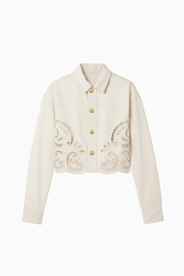 Ulla Johnson Bobbi veste jean Cowrie broderie