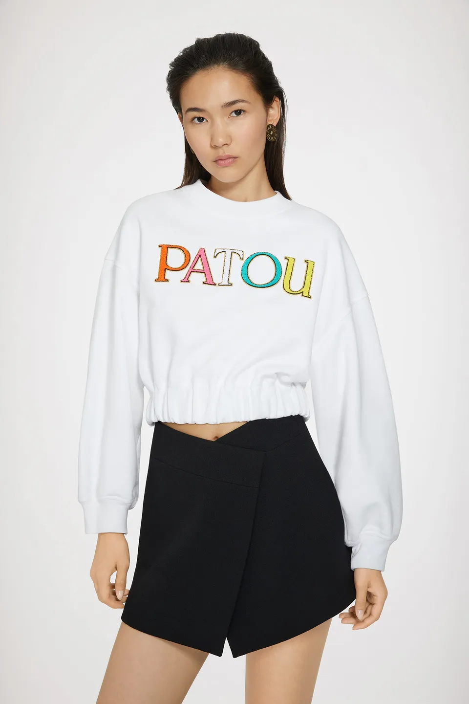 Patou JE099 sweat cropped coton bio blanc