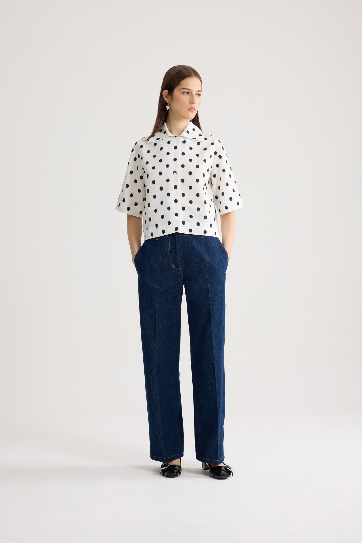 Patou BL059 blouse faille pois Cloud Dancer 34-44