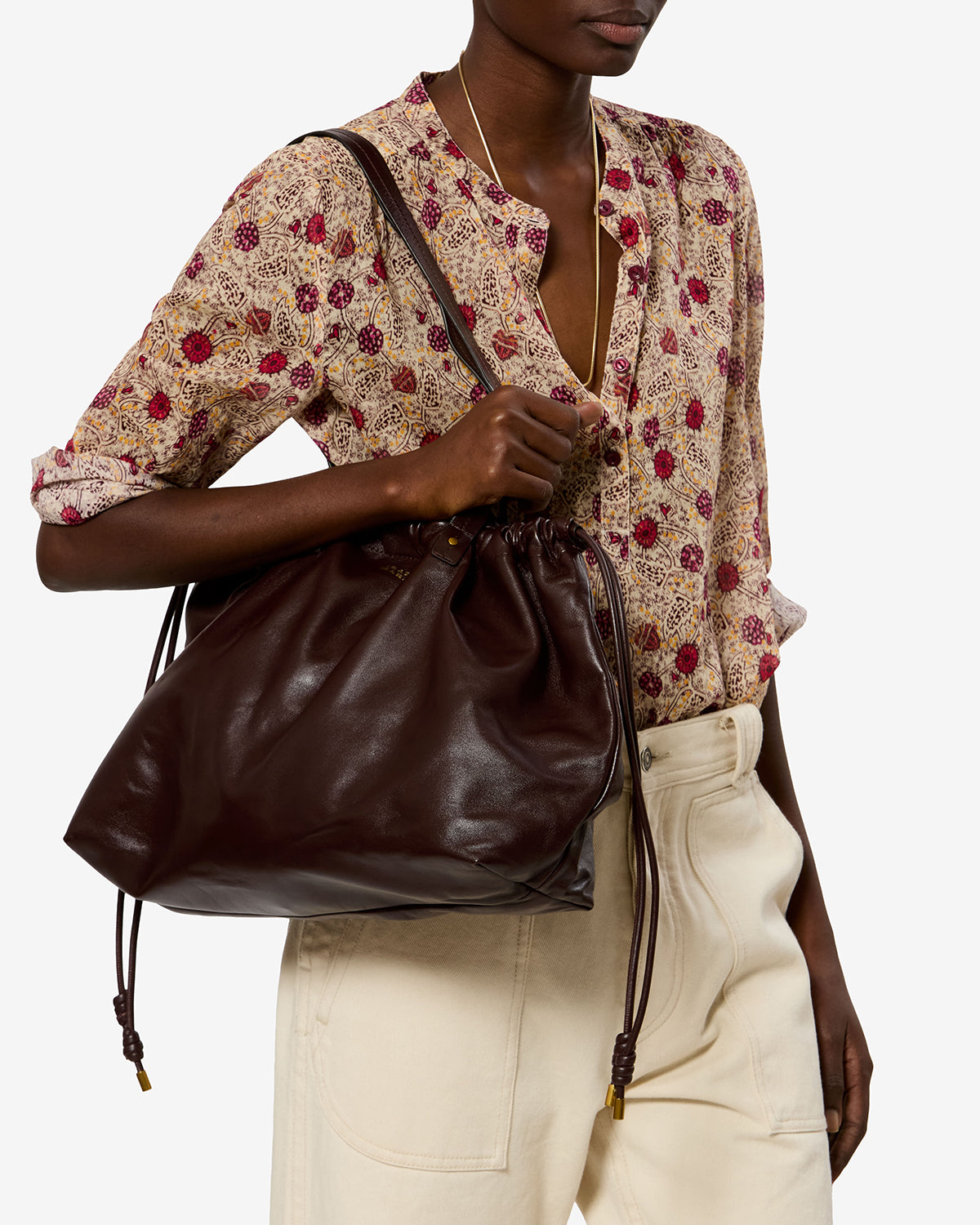Isabel Marant Silven cabas cuir bordeaux 40x30 cm