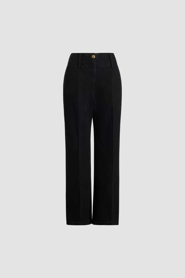 Patou TR044 pantalon jean denim bio noir ceinture large