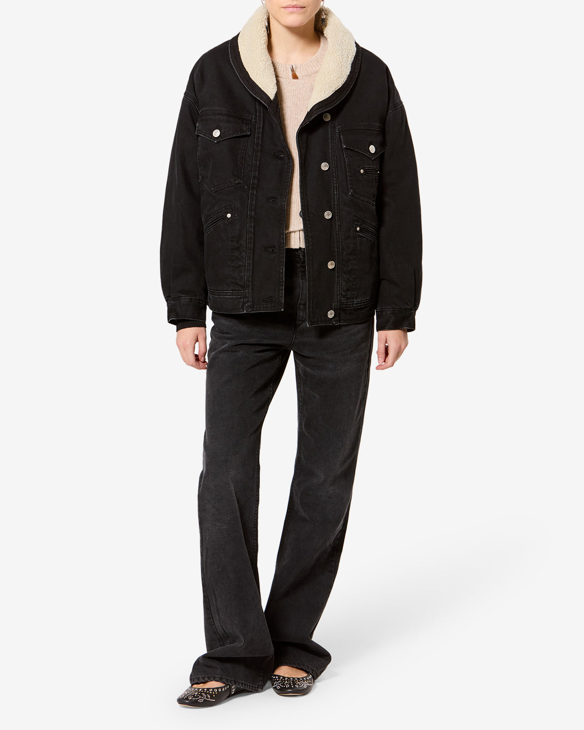 Isabel Marant Pimia veste denim noir délavé doublée