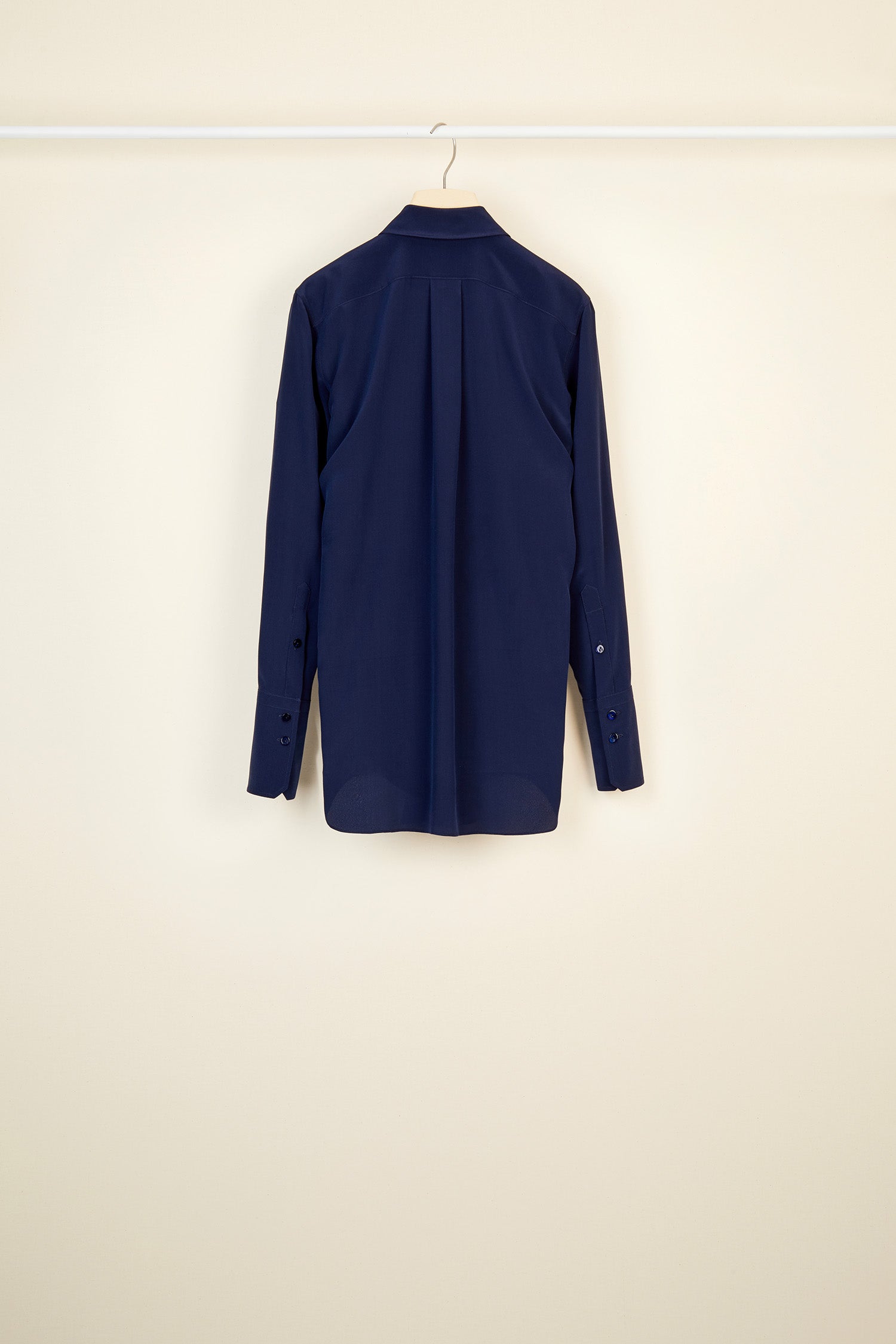 Patou H20BL0030013601N blouse soie drapée Navy