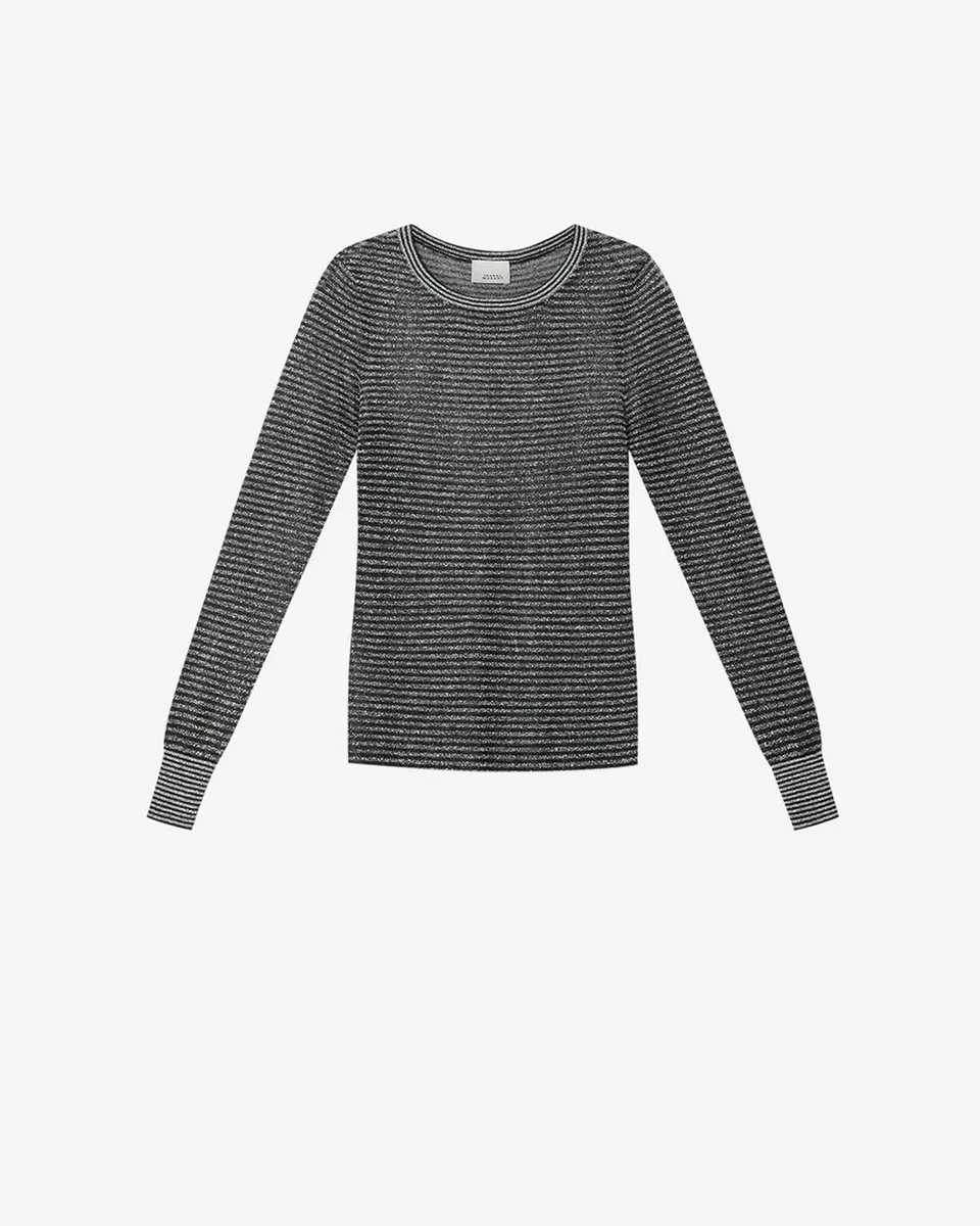 Isabel Marant Cenaya pull noir argenté lurex rayé