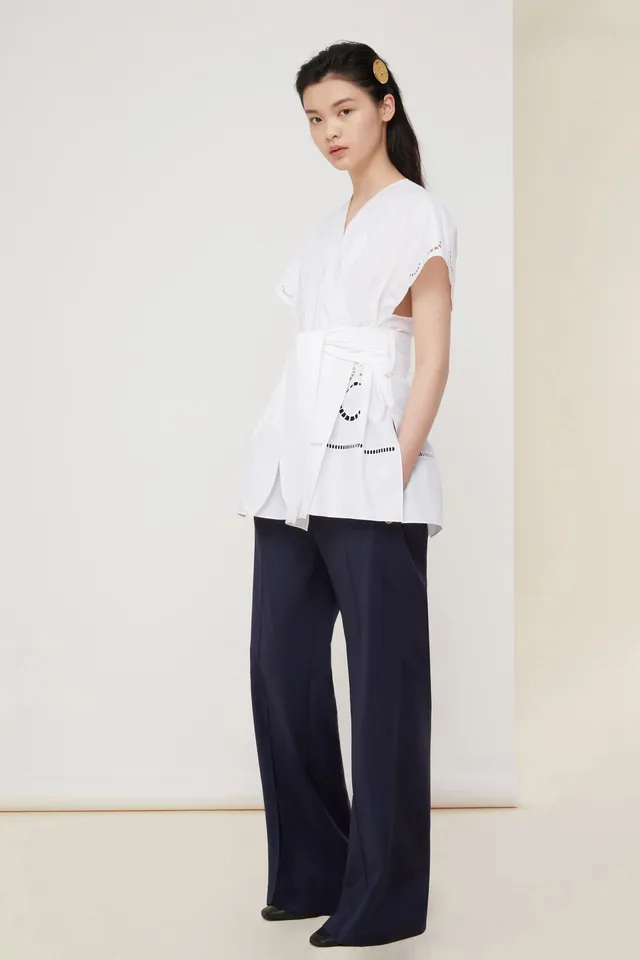 Patou TR0070033695N pantalon marin laine navy