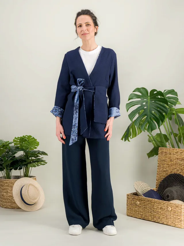 Anahide Saint André Hana veste kimono réversible laine S