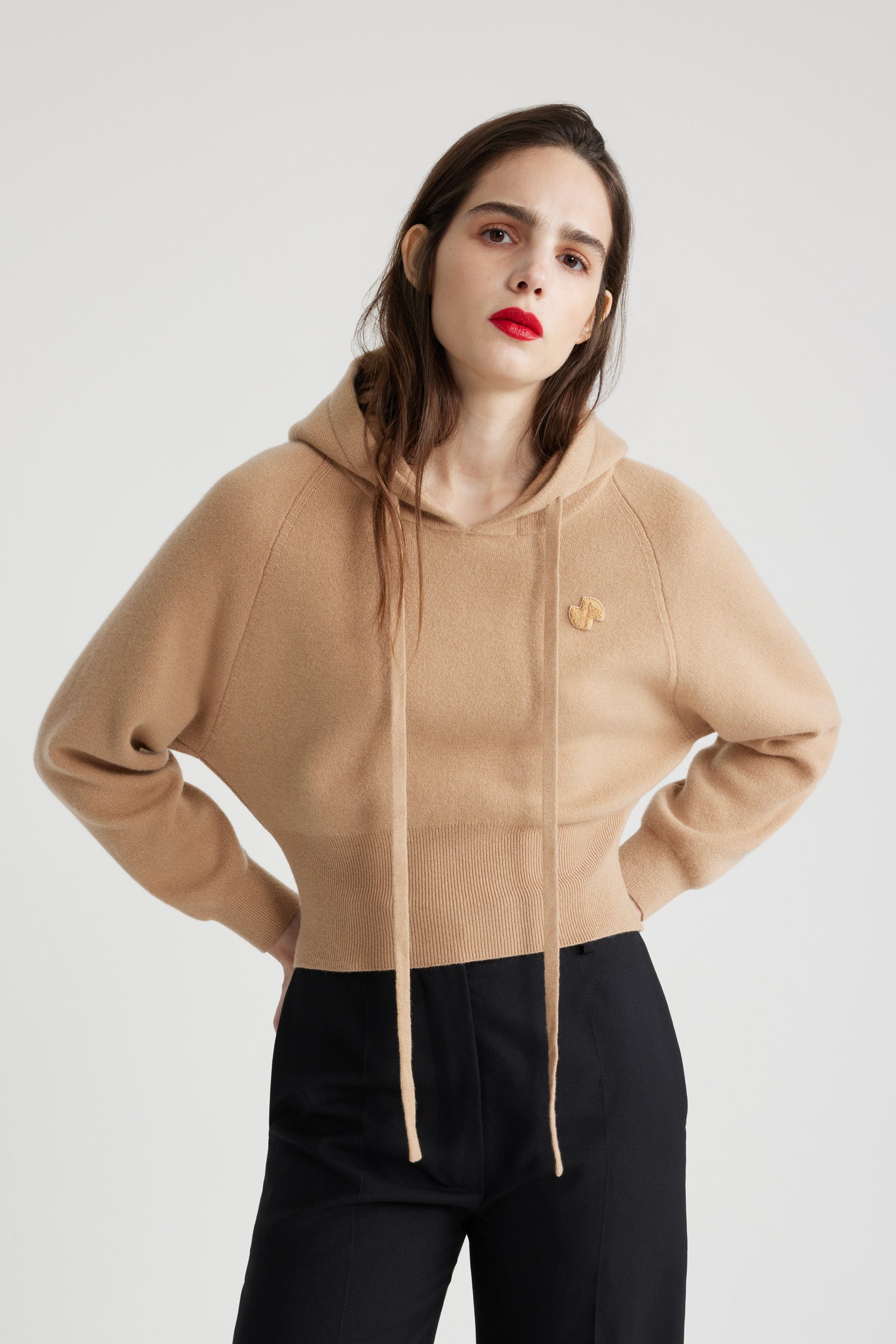 Patou H24KN2138041109B hoodie laine cachemire Biscuit