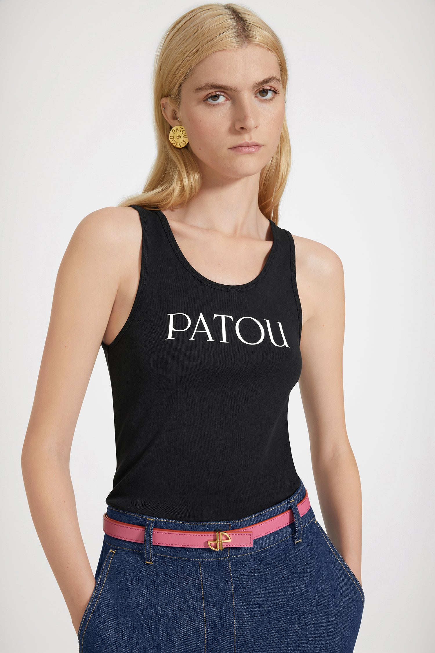 Patou Ceinture Fine JP Cuir Orange Réversible