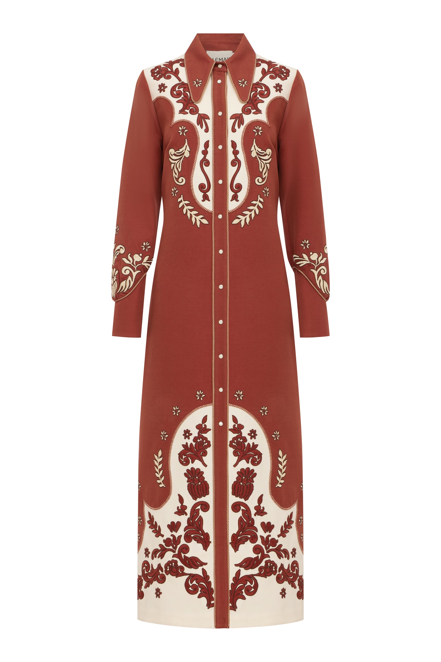 Alemaïs Duke Robe chemise midi brodée laine