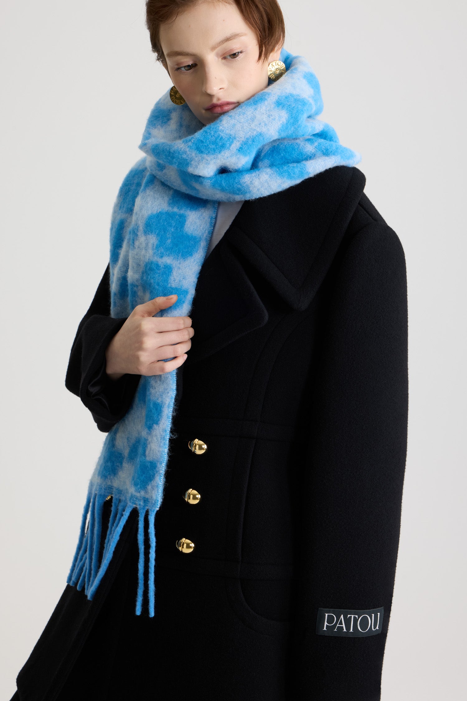 Patou Accessories H25AC0720198622B foulard Brittany Blue alpaga